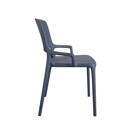 Cosco Outdoor/Indoor Stacking Resin Chair with Square Back and Arms, Navy, 2PK 87532DBL2E